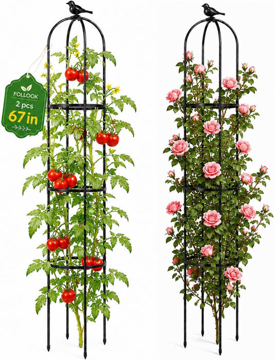 Garden Obelisk Trellis for Climbing Plants Outdoor, 2 Pack
