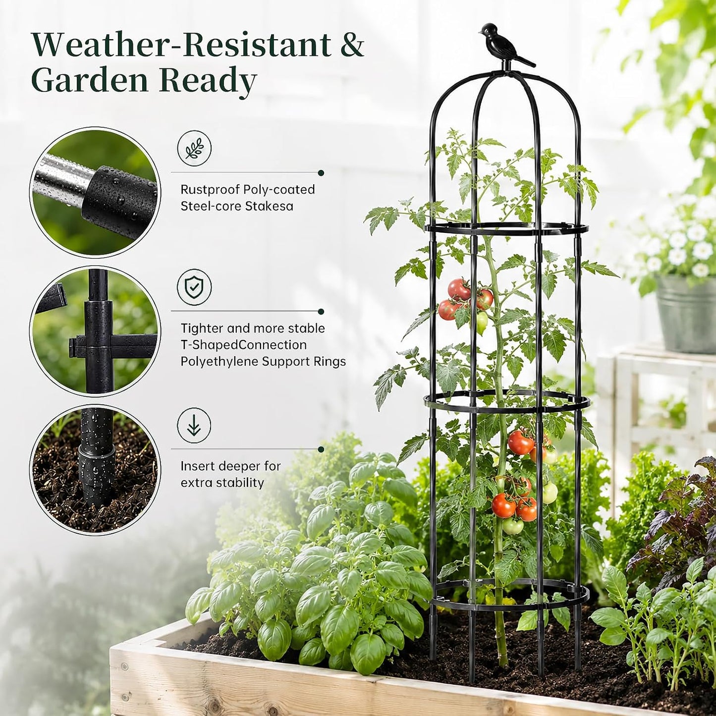 Garden Obelisk Trellis for Climbing Plants Outdoor, 2 Pack