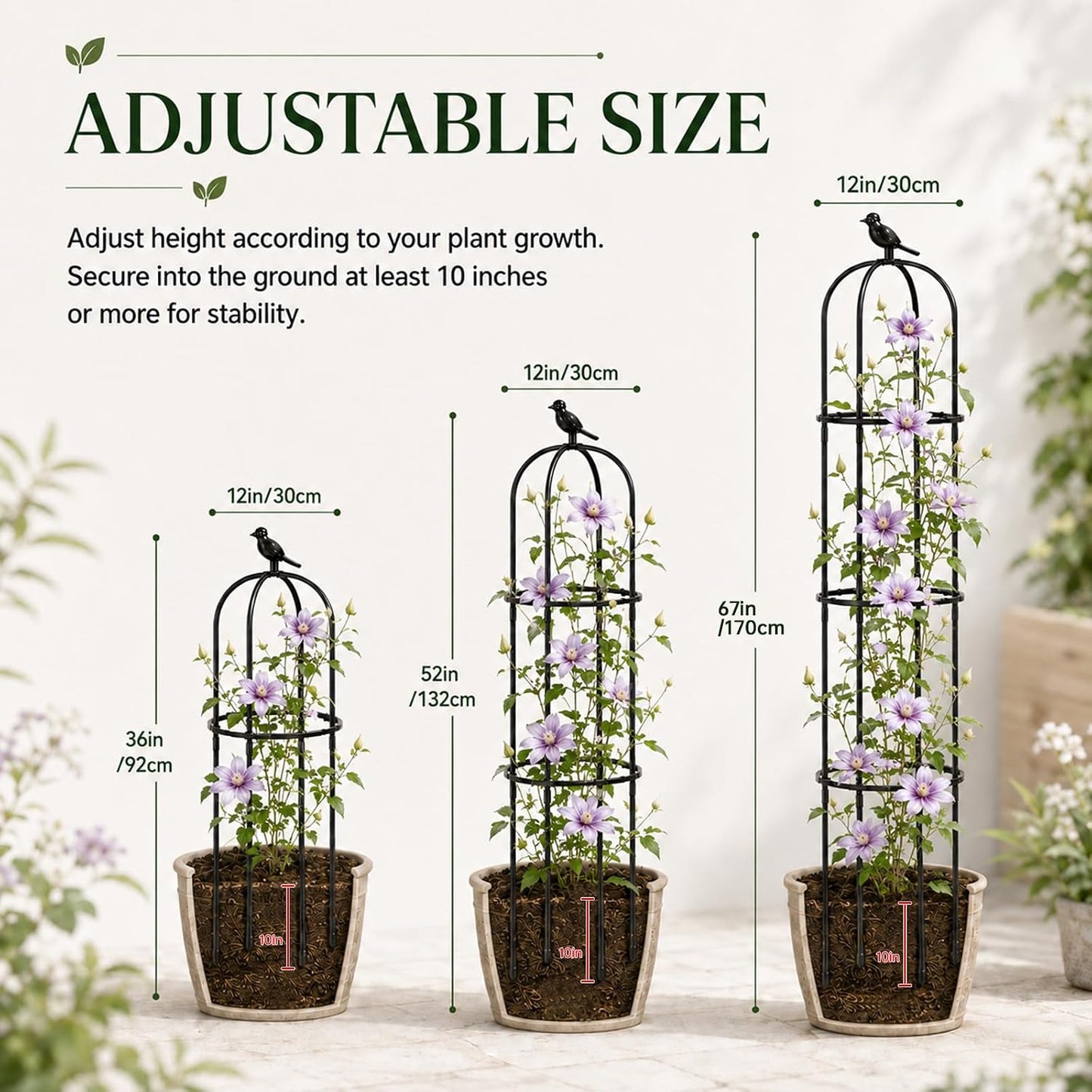 Garden Obelisk Trellis for Climbing Plants Outdoor, 2 Pack