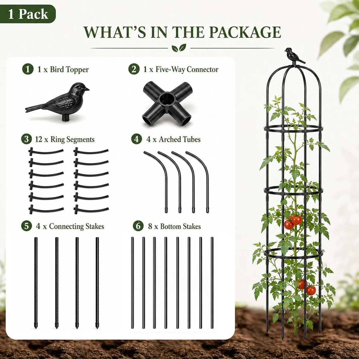 Garden Obelisk Trellis for Climbing Plants Outdoor, 2 Pack