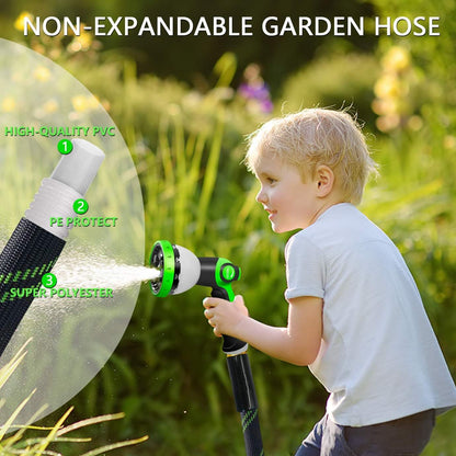 25FT Garden Hose,Flexible Water Hose, 10-Function Sprayer, Non-Expanding