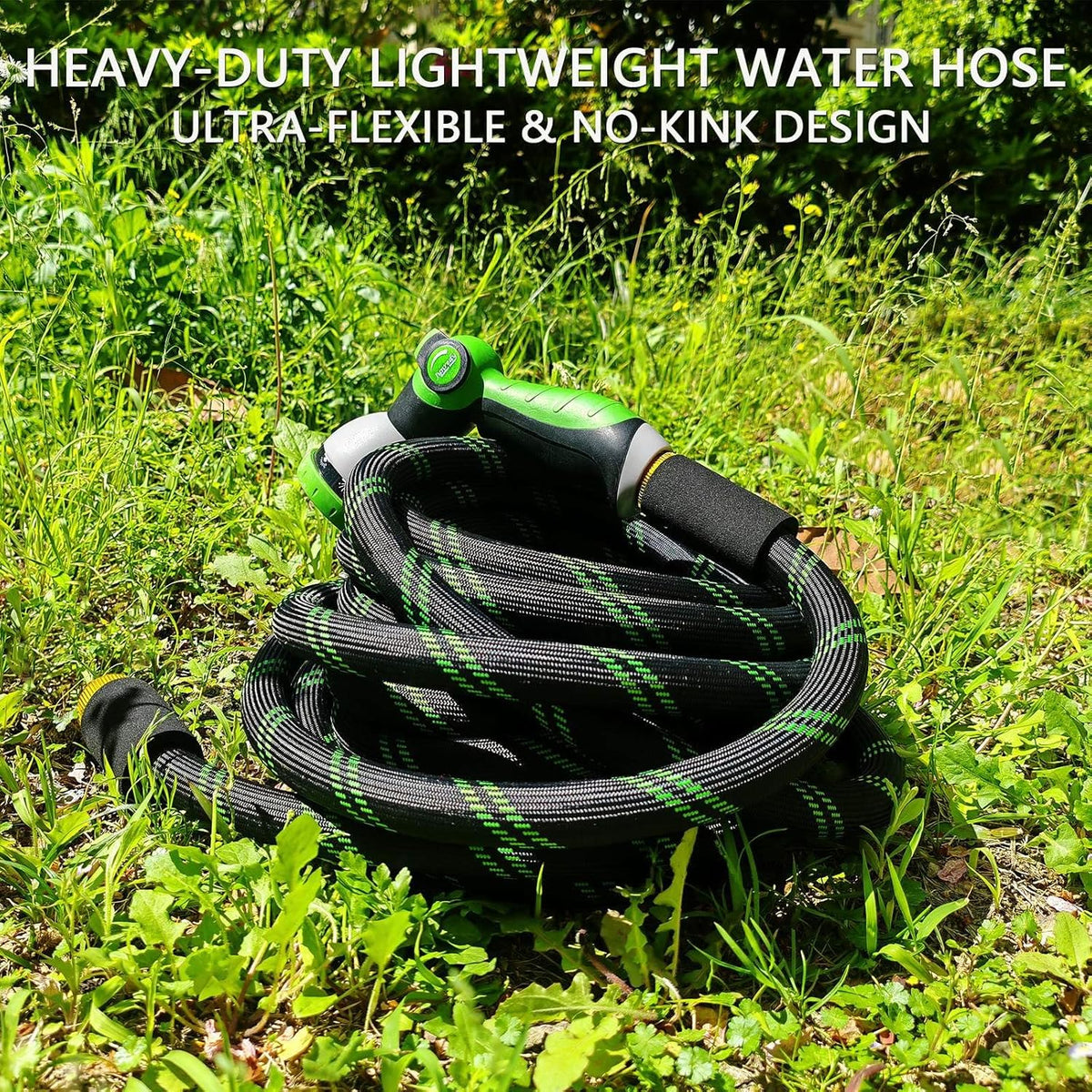 25FT Garden Hose,Flexible Water Hose, 10-Function Sprayer, Non-Expanding