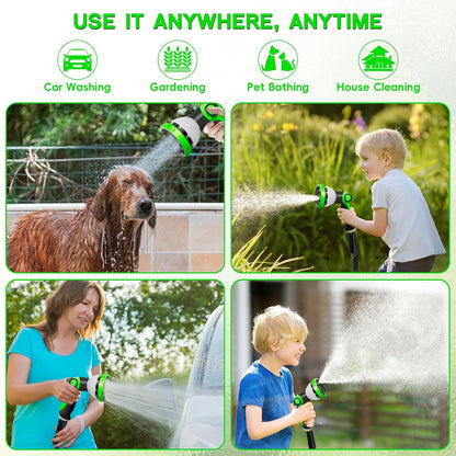 25FT Garden Hose,Flexible Water Hose, 10-Function Sprayer, Non-Expanding