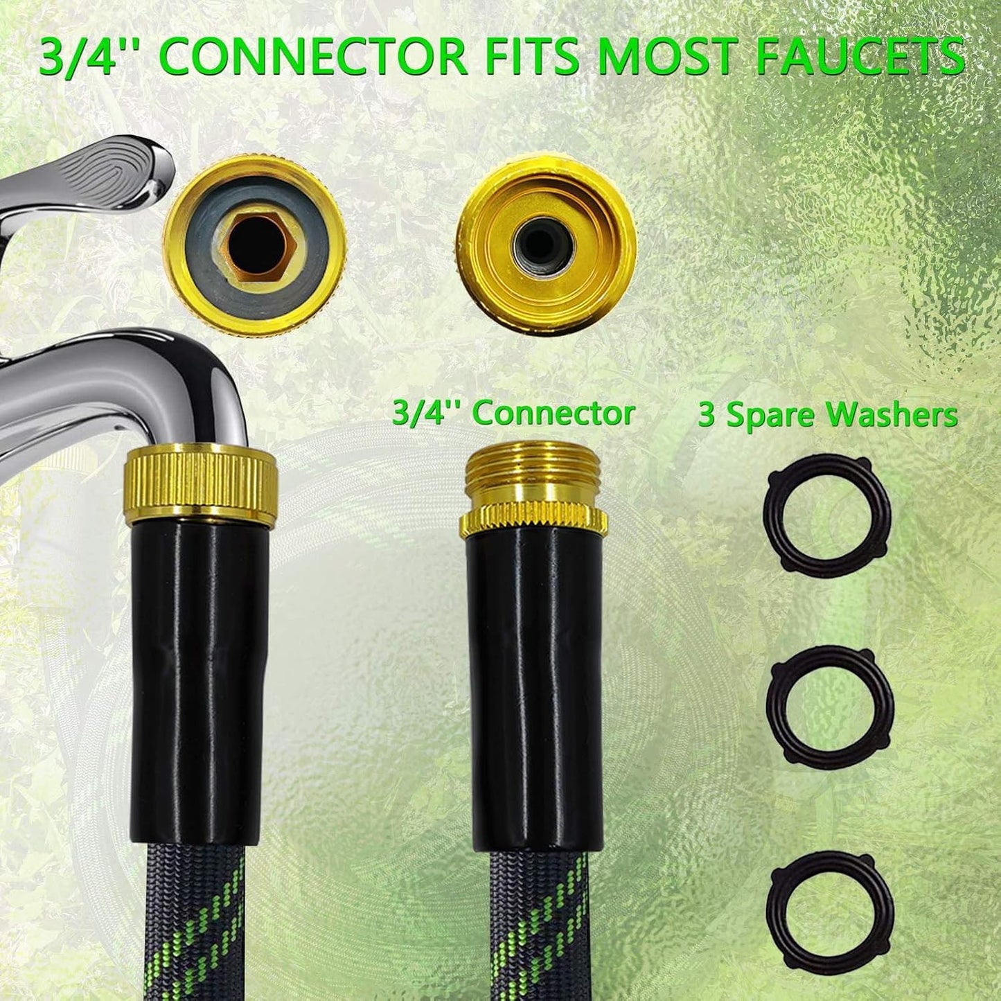 25FT Garden Hose,Flexible Water Hose, 10-Function Sprayer, Non-Expanding