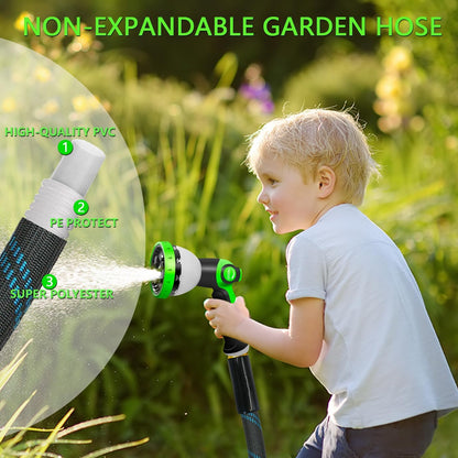 25FT Garden Hose,Flexible Water Hose, 10-Function Sprayer, Non-Expanding
