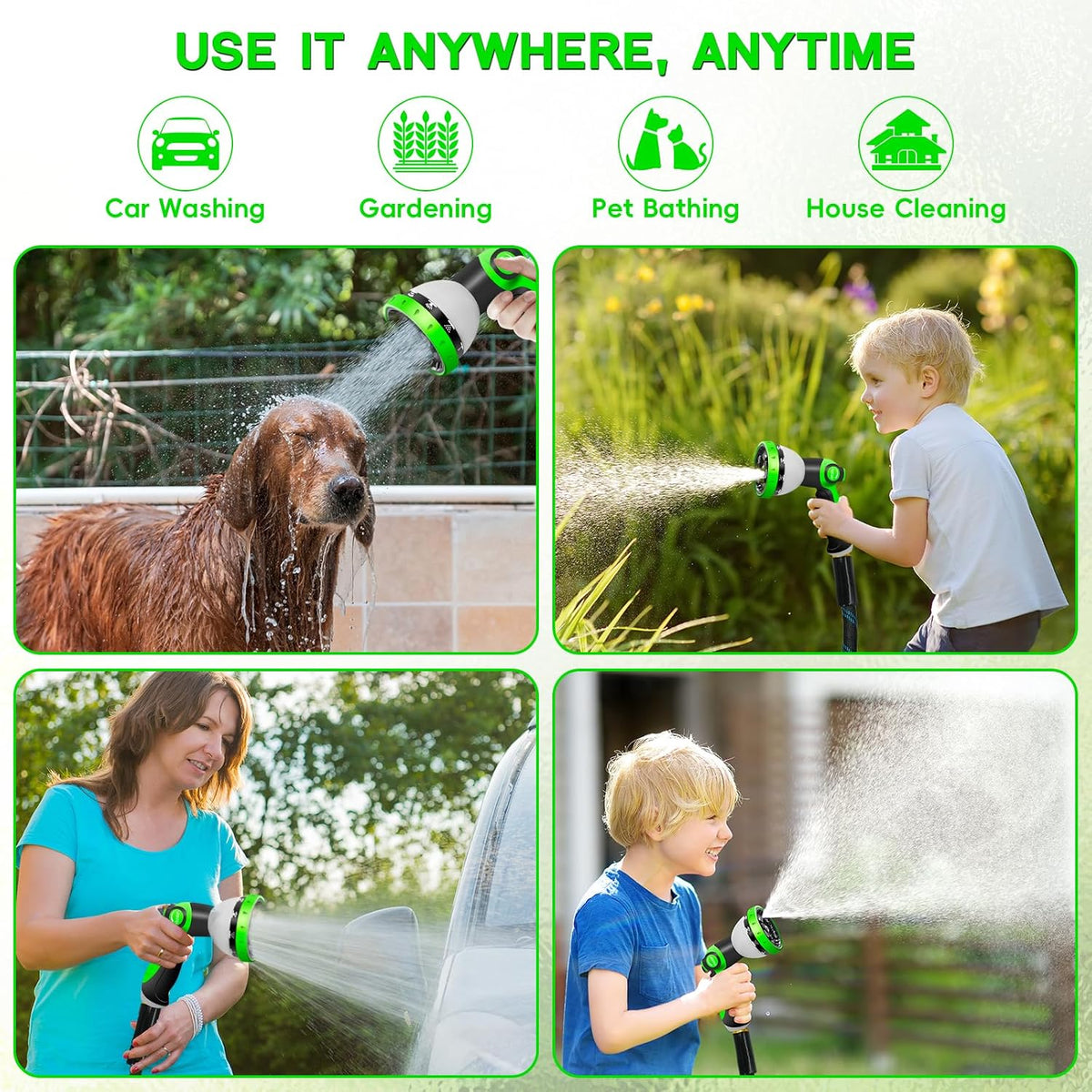 25FT Garden Hose,Flexible Water Hose, 10-Function Sprayer, Non-Expanding