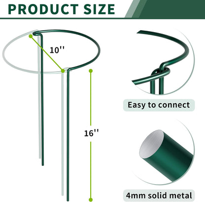 10 Pack Peony Cages and Supports, 10" (W) x 24"(H) Plant Support, Heavy-Duty Metal Plant Support Stakes, Plant Stakes for Outdoor & Indoor Plants, Perfect for Flowers and Vegetable
