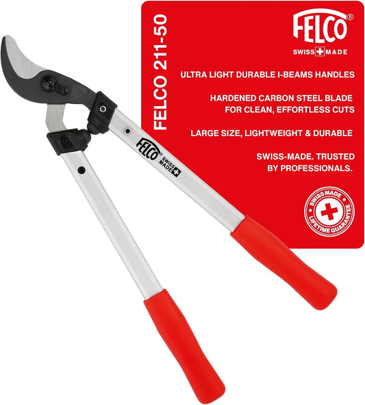 F211-50 Swiss Made Loppers for Gardening – 20" Lightweight Precision Loppers for Tree Trimming | Tree Branch Cutters | Tree Trimmer Tool with Curved Bypass Blade | I-Beam Handles | Landscape