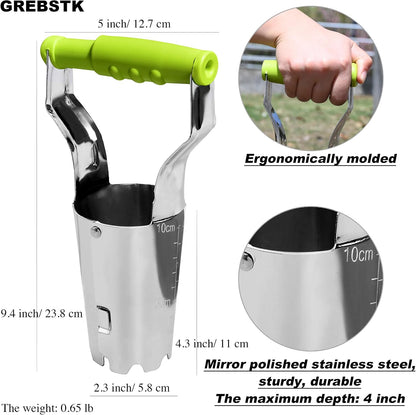 Bulb Transplanter, Stainless Steel Soil Release Tool