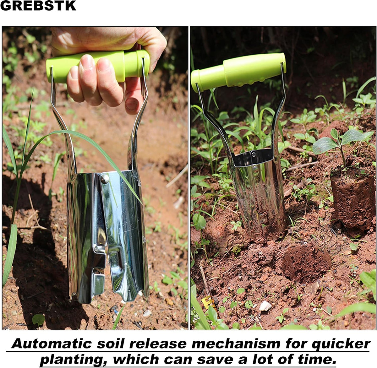 Bulb Transplanter, Stainless Steel Soil Release Tool