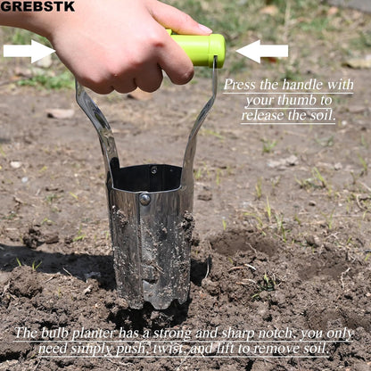 Bulb Transplanter, Stainless Steel Soil Release Tool