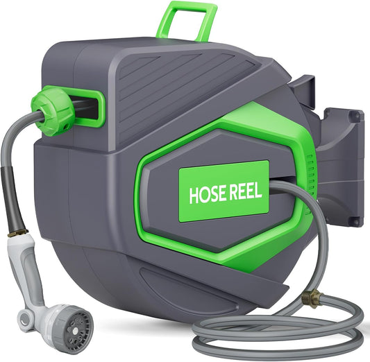 Retractable Garden Hose Reel, 1/2 in x 100 Ft, for Garden Watering