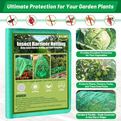 67pcs Garden Mesh Netting Kit, 6 Sets Wide Garden Hoops with Garden Covers