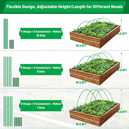 67pcs Garden Mesh Netting Kit, 6 Sets Wide Garden Hoops with Garden Covers