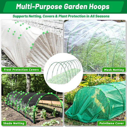 67pcs Garden Mesh Netting Kit, 6 Sets Wide Garden Hoops with Garden Covers
