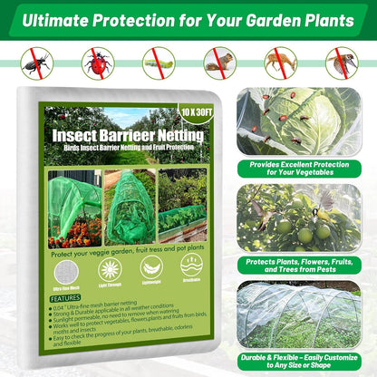 67pcs Garden Mesh Netting Kit, 6 Sets Wide Garden Hoops with Garden Covers