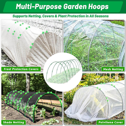 67pcs Garden Mesh Netting Kit, 6 Sets Wide Garden Hoops with Garden Covers