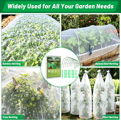 67pcs Garden Mesh Netting Kit, 6 Sets Wide Garden Hoops with Garden Covers