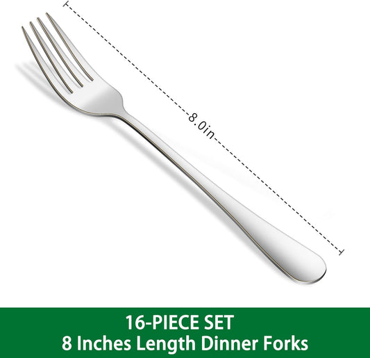 16-Piece 8 Inches Dinner Forks Set,Durable Stainless Steel Table Forks,Dishwasher Safe Silverware Main Fork Service For Home Restaurant,Silverware Fork