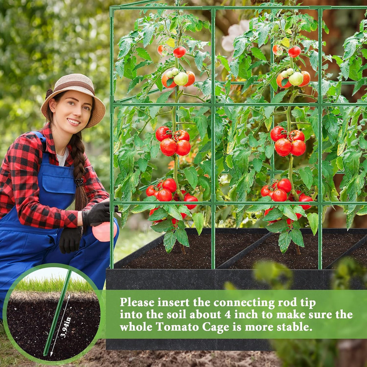 Tomato Cage 51×17×49 Inch with 46 Gallon Grow Bag