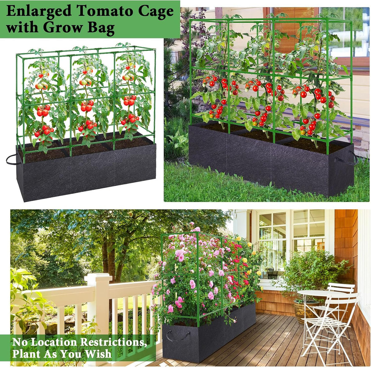 Tomato Cage 51×17×49 Inch with 46 Gallon Grow Bag