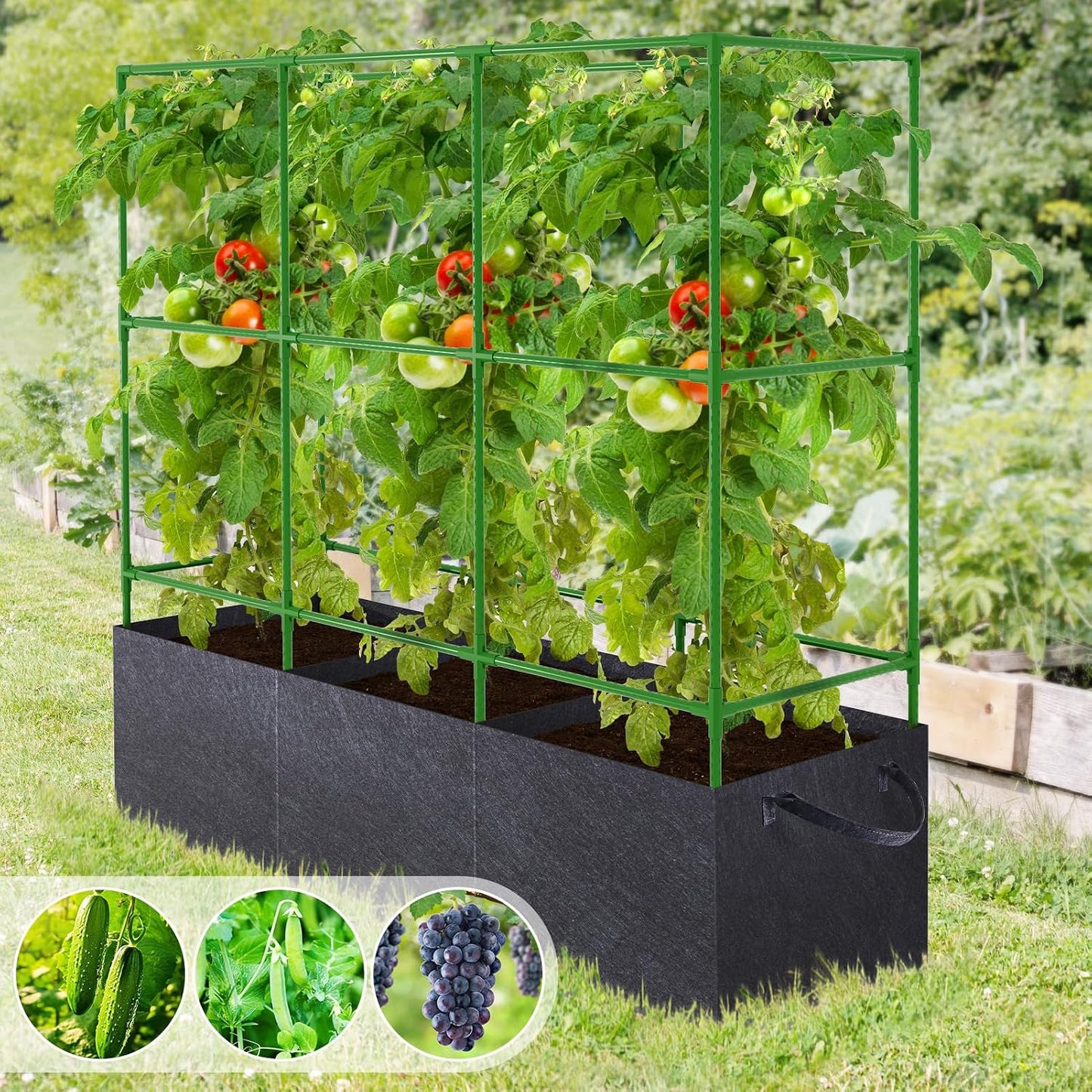 Tomato Cage 51×17×49 Inch with 46 Gallon Grow Bag