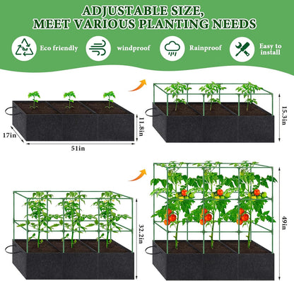 Tomato Cage 51×17×49 Inch with 46 Gallon Grow Bag