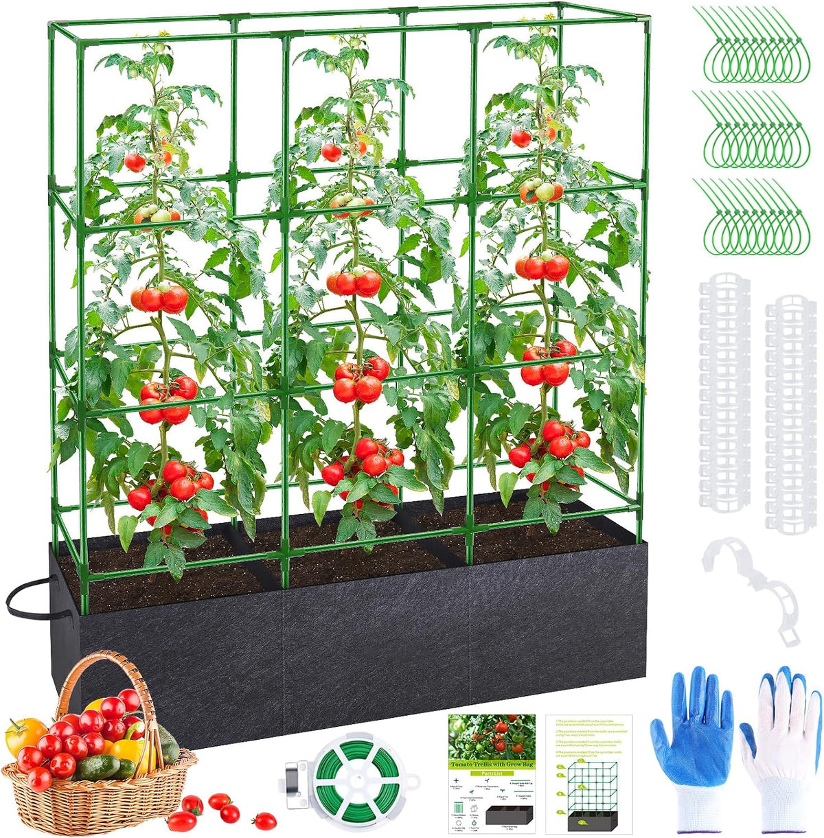 Tomato Cage 51×17×49 Inch with 46 Gallon Grow Bag