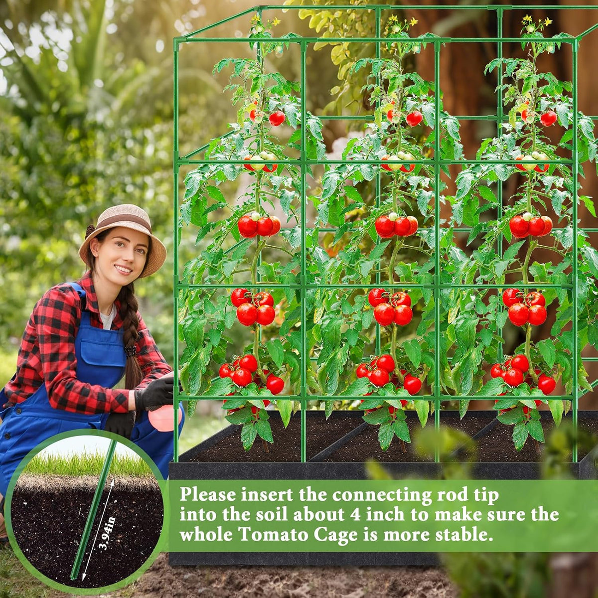 Tomato Cage 51×17×49 Inch with 46 Gallon Grow Bag