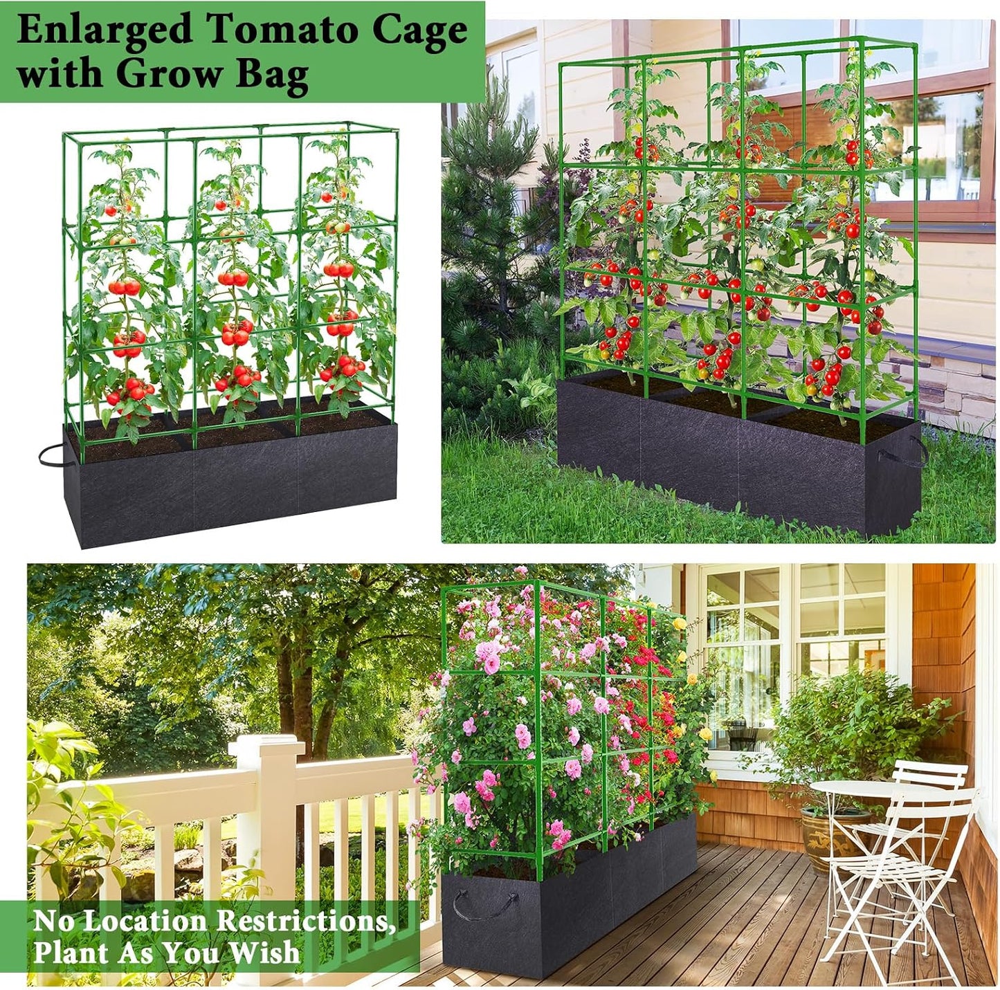 Tomato Cage 51×17×49 Inch with 46 Gallon Grow Bag