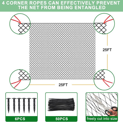 Bird Netting for Chicken Coop 25'x25', Poultry Netting, 3/4" Mesh