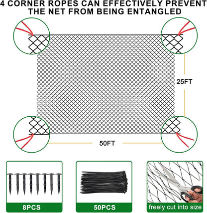 Bird Netting for Chicken Coop 25'x25', Poultry Netting, 3/4" Mesh