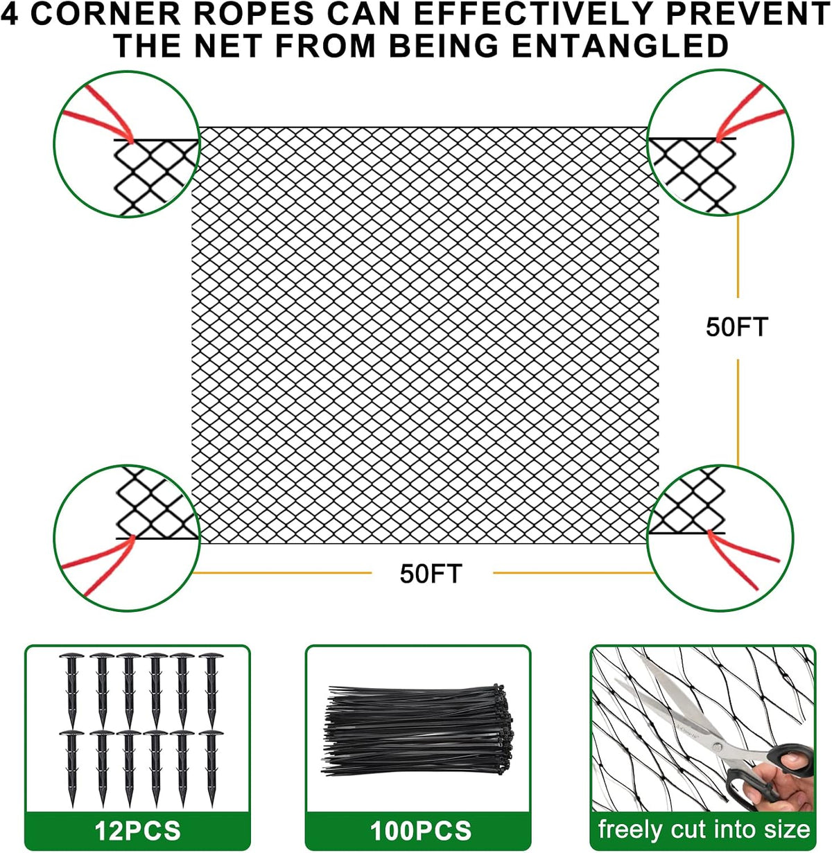 Bird Netting for Chicken Coop 25'x25', Poultry Netting, 3/4" Mesh