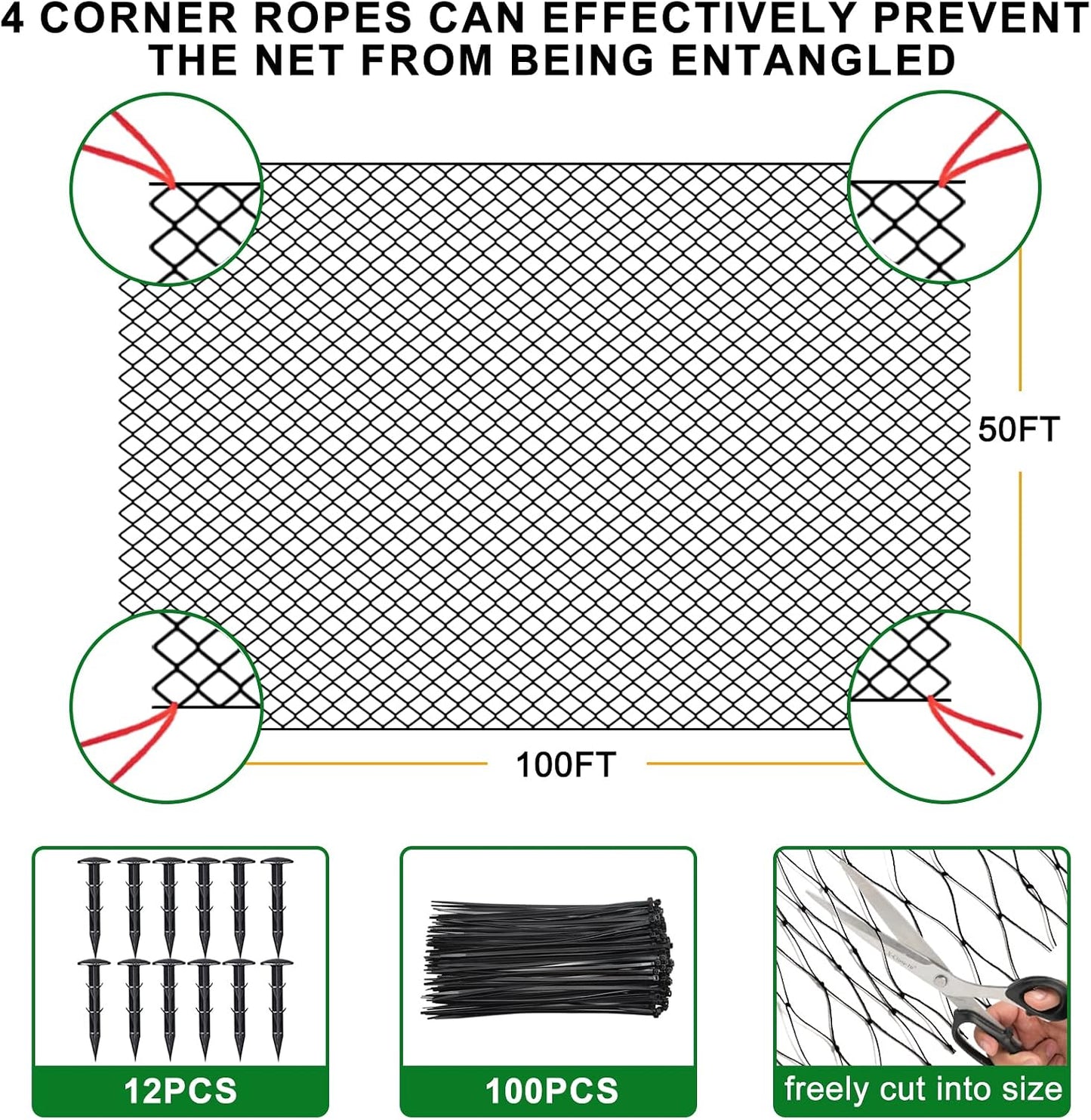 Bird Netting for Chicken Coop 25'x25', Poultry Netting, 3/4" Mesh