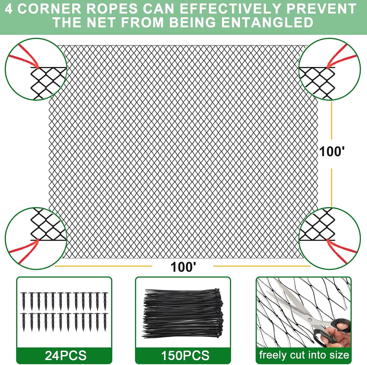 Bird Netting for Chicken Coop 25'x25', Poultry Netting, 3/4" Mesh