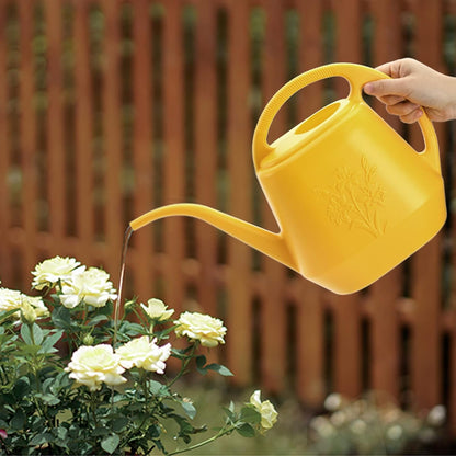 1-Gallon Plastic Watering Can with Comfortable Handle, Garden Watering Cans Long Spout for Indoor Outdoor Watering Plants, Yellow