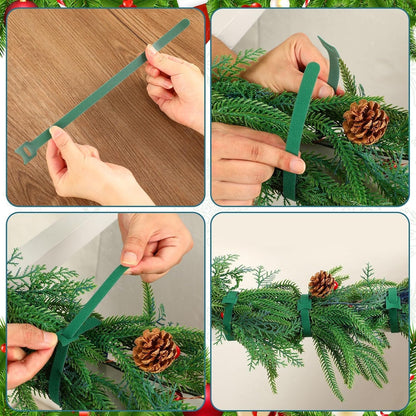 100 Pcs Christmas Garland Ties 7.87Inch Adjustable Garland Twist Ties Green