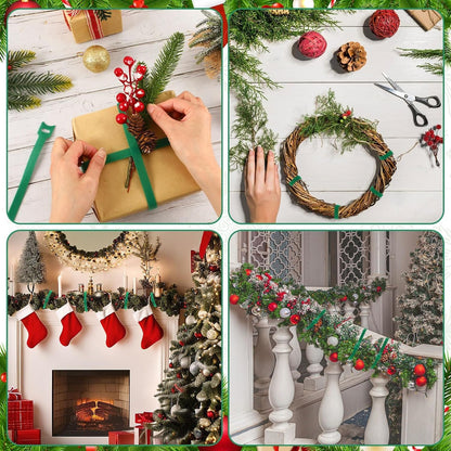 100 Pcs Christmas Garland Ties 7.87Inch Adjustable Garland Twist Ties Green