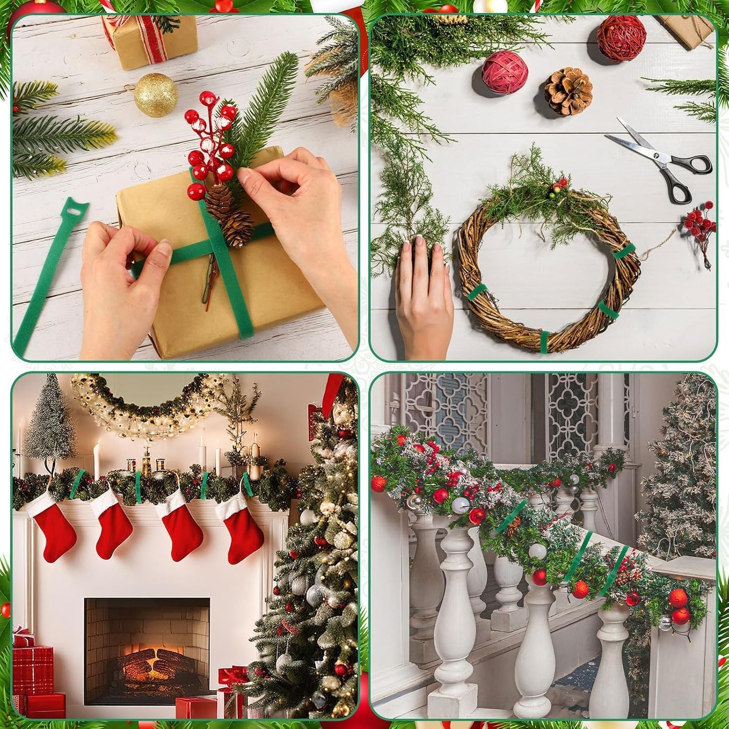 100 Pcs Christmas Garland Ties 7.87Inch Adjustable Garland Twist Ties Green
