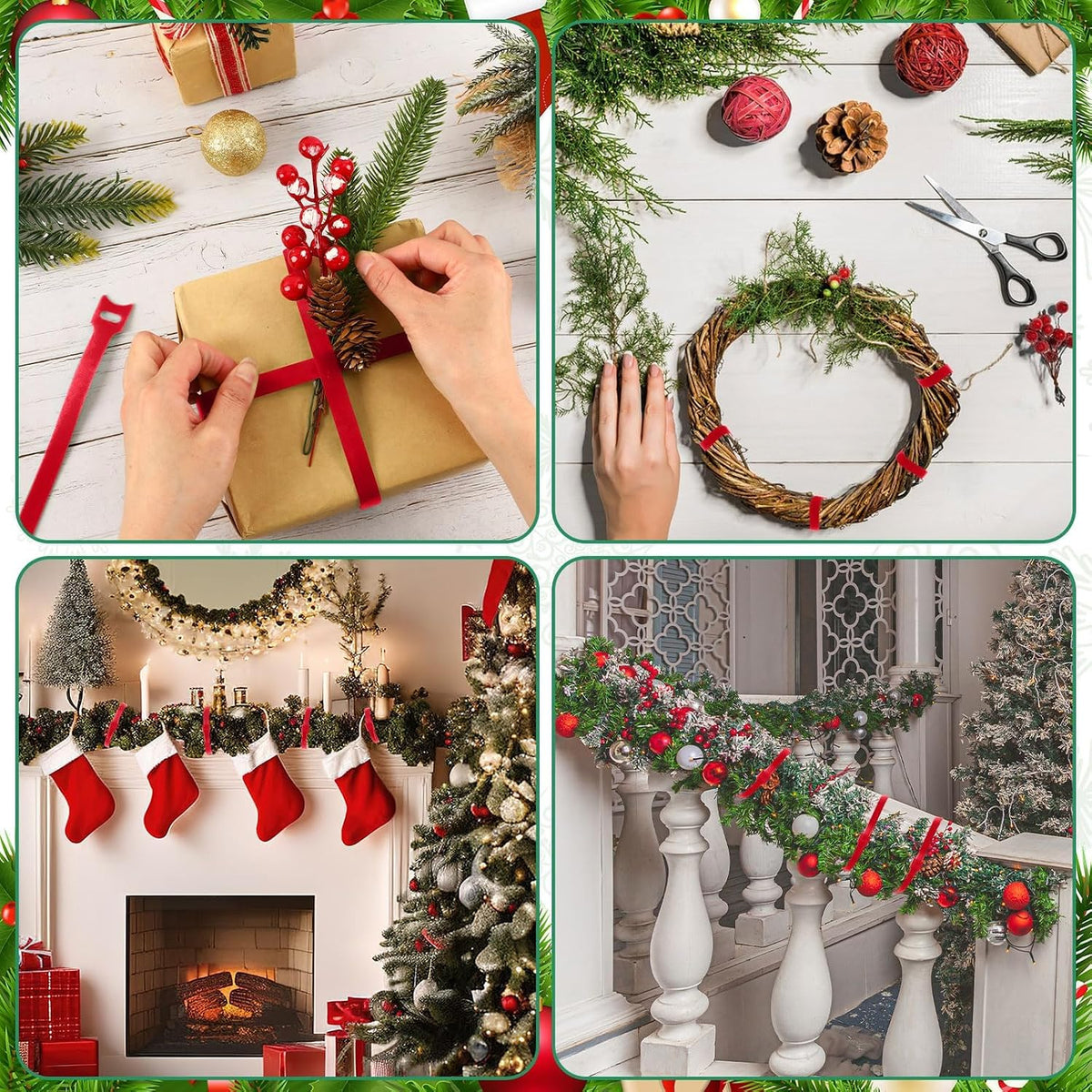 100 Pcs Christmas Garland Ties 7.87Inch Adjustable Garland Twist Ties Green