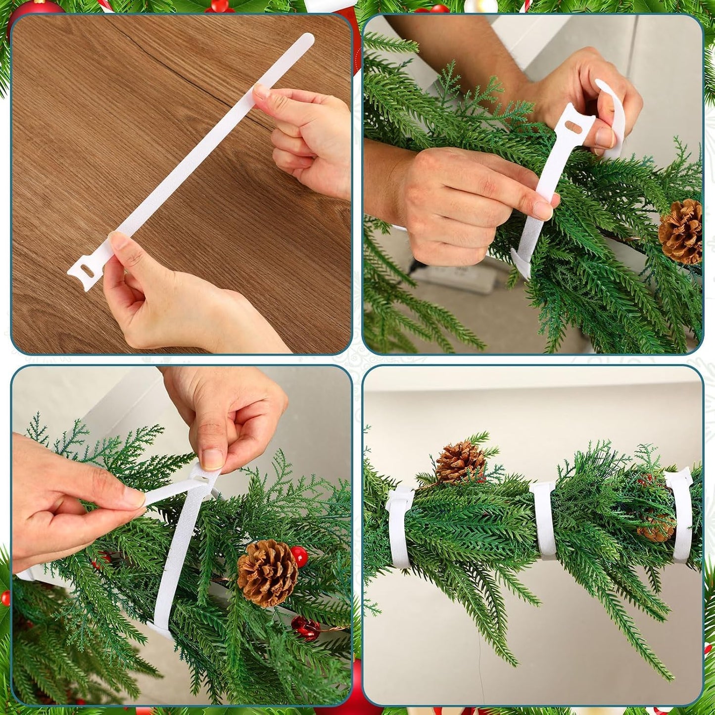 100 Pcs Christmas Garland Ties 7.87Inch Adjustable Garland Twist Ties Green