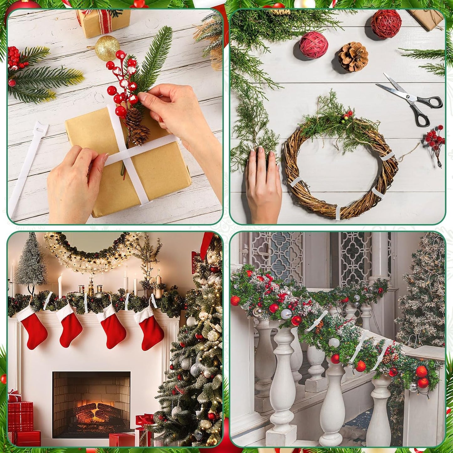 100 Pcs Christmas Garland Ties 7.87Inch Adjustable Garland Twist Ties Green