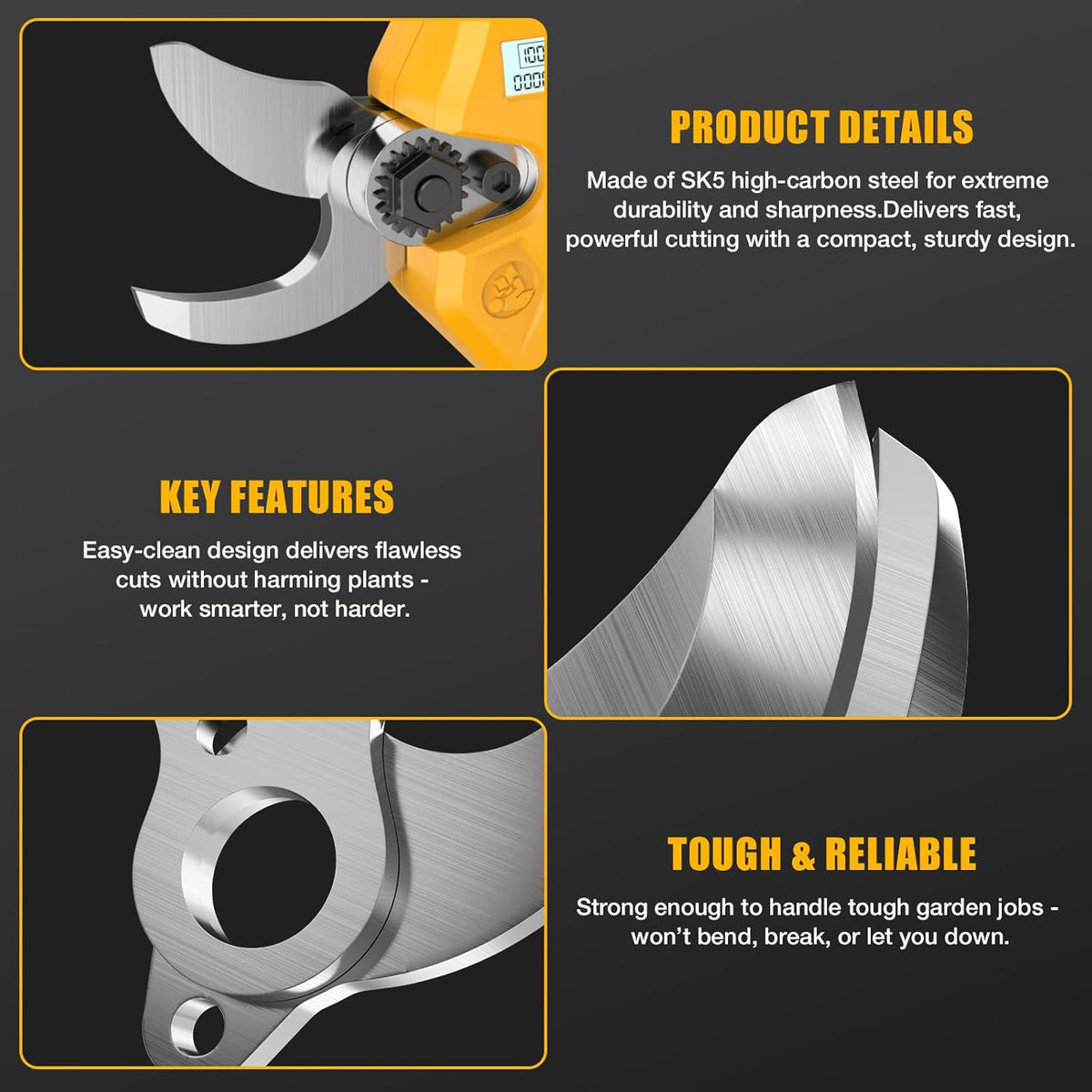 Pruning Shears Compatible with Dewalt 20V Battery, SK5 Blade, 0.8-1.5" Cut