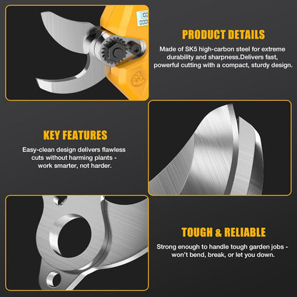 Pruning Shears Compatible with Dewalt 20V Battery, SK5 Blade, 0.8-1.5" Cut