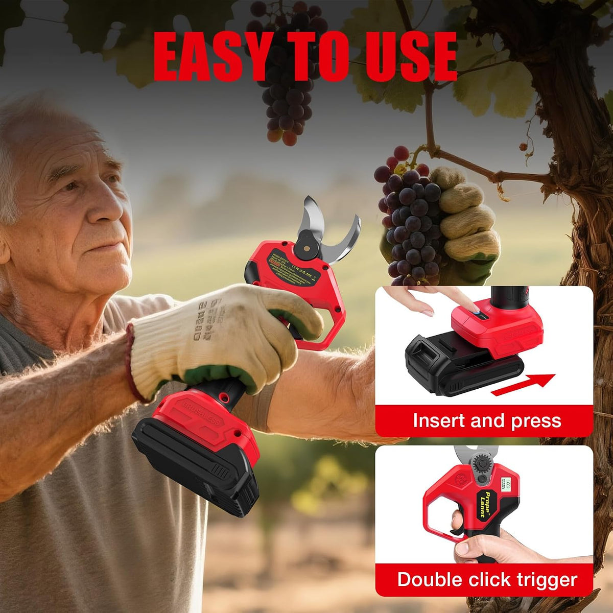 Pruning Shears Compatible with Dewalt 20V Battery, SK5 Blade, 0.8-1.5" Cut