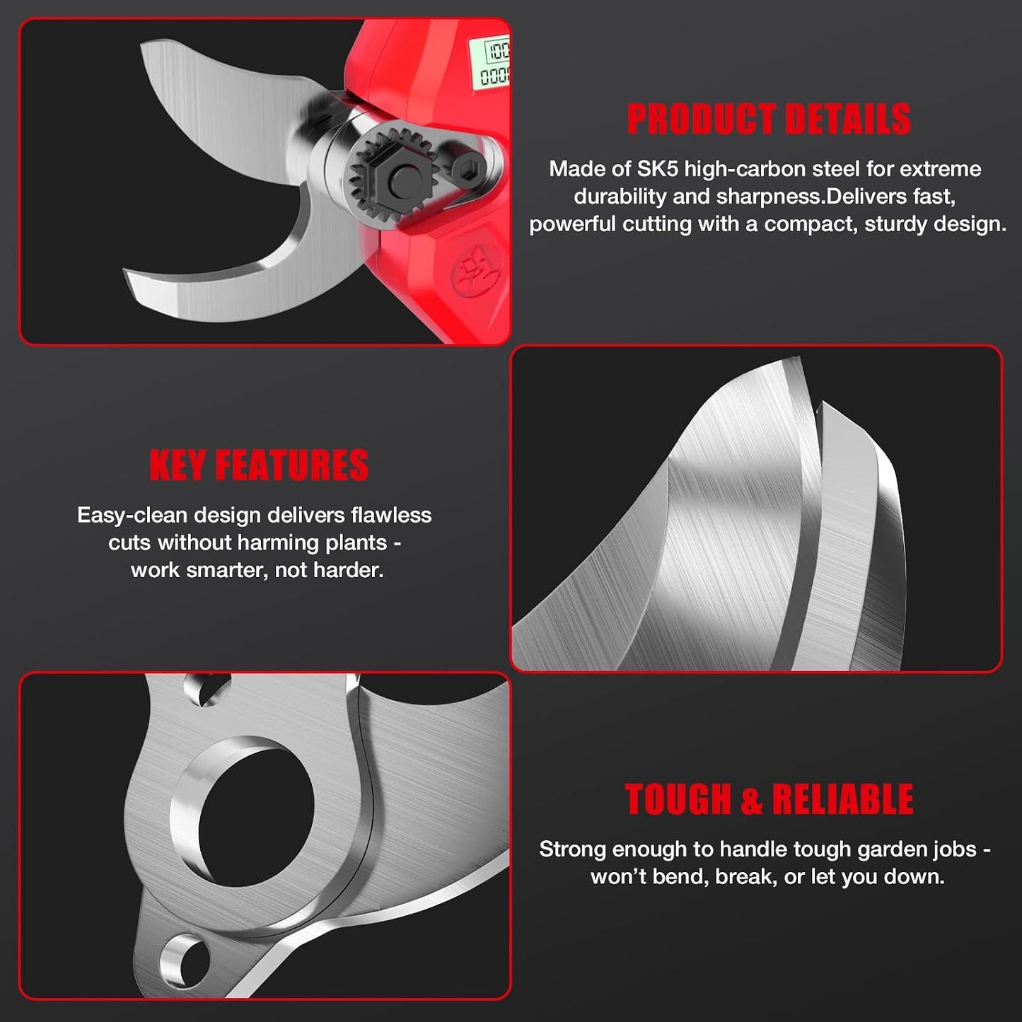 Pruning Shears Compatible with Dewalt 20V Battery, SK5 Blade, 0.8-1.5" Cut