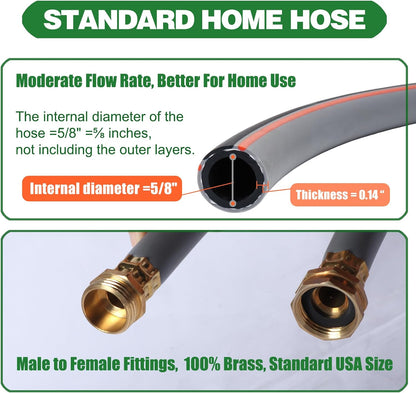 Garden Hose 10 ft 5/8,Heavy Duty Rubber Water Hose