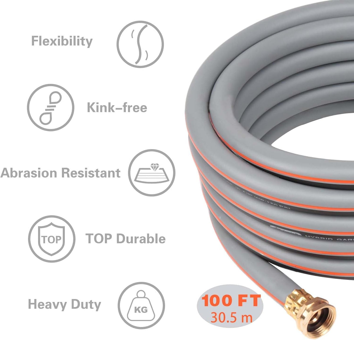 Garden Hose 10 ft 5/8,Heavy Duty Rubber Water Hose