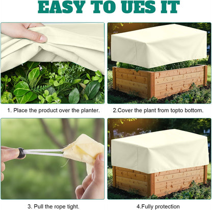 4 Pcs Plant Covers Frost Protection with Drawstring, Yellow