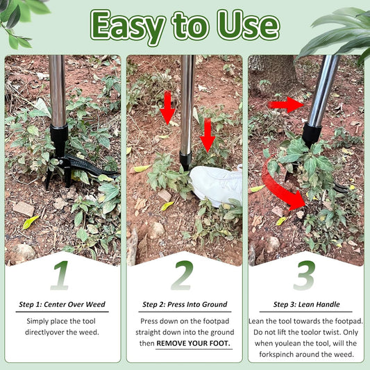 Weed Puller Tool, Stand Up Weed Remover Tool with Long Handle, 4 Claw Steel Head Weeder Tool with 4-Sectioal Pole Design, Garden Hand Weeding Tool, Smoothly Remove Weeds Without Kneeling